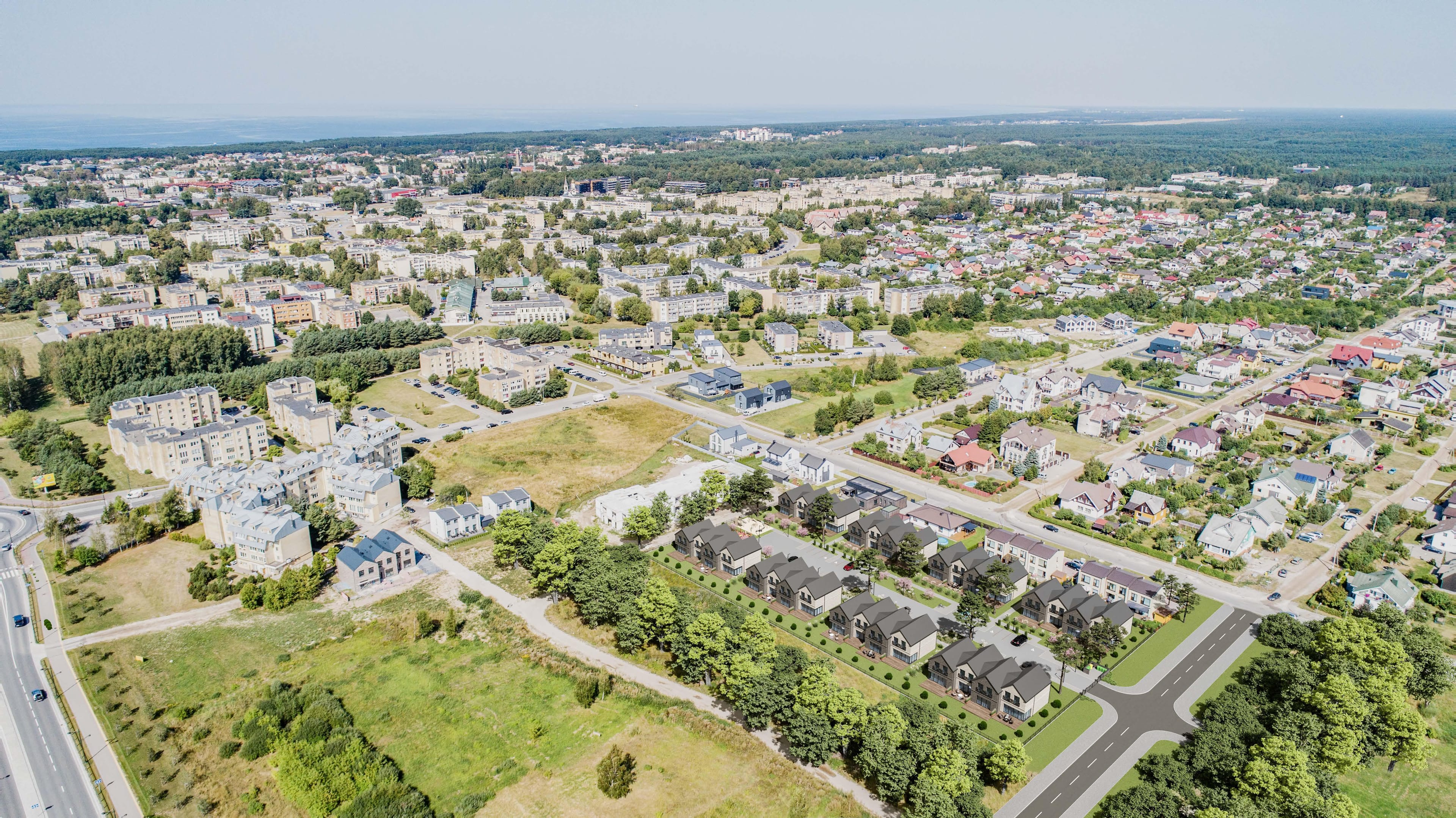 Aerial view of the project location in Palanga